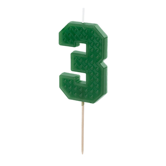 1 Kuchenkerze - Zahl 3 - green