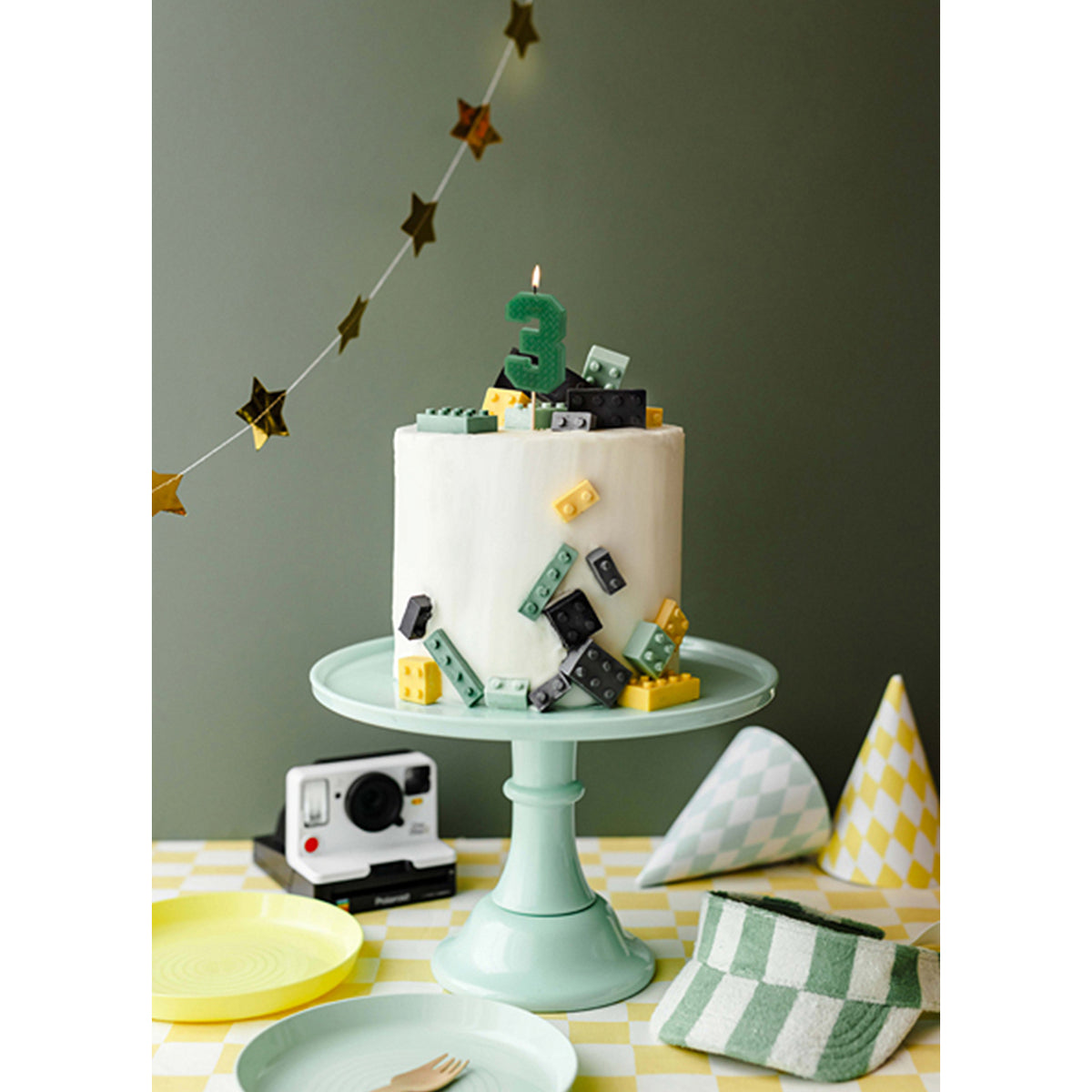 1 Kuchenkerze - Zahl 3 - green