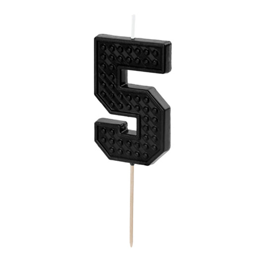 1 Kuchenkerze - Zahl 5 - black