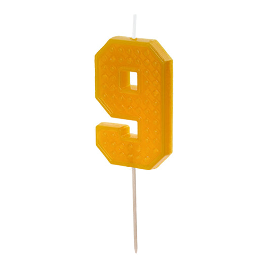 1 Kuchenkerze - Zahl 9 - yellow
