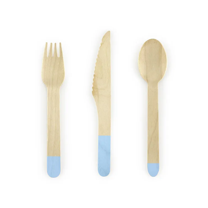 Holzbesteck - 18er Set - Hellblau