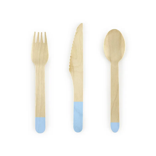 Holzbesteck - 18er Set - Hellblau