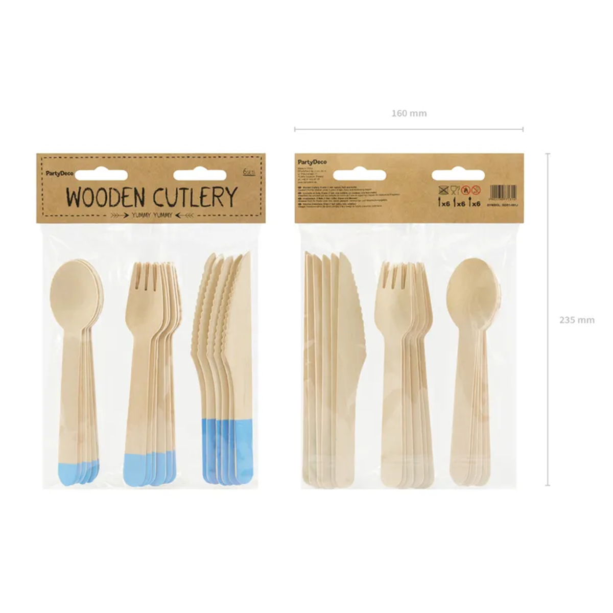 Holzbesteck - 18er Set - Hellblau