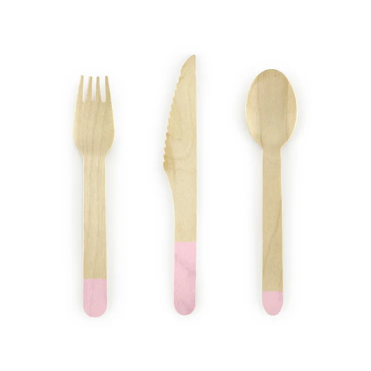 Holzbesteck - 18er Set - Hellrosa