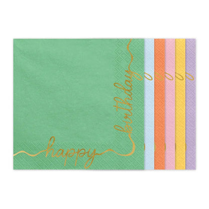 12 Servietten - Ø 33cm - Happy Birthday Mix