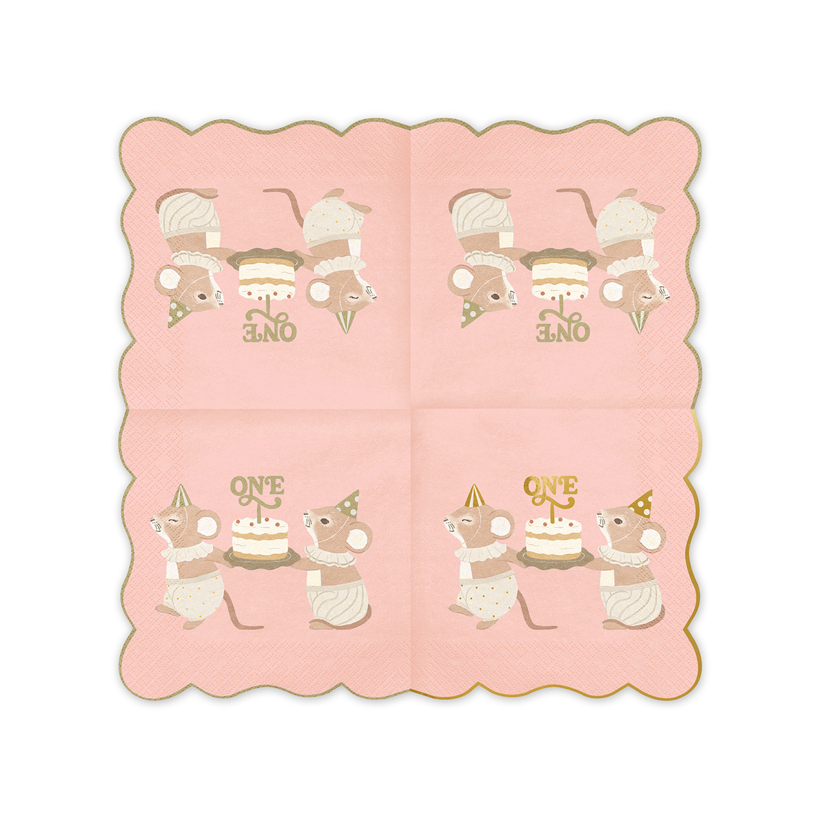 12 Servietten - ONE - Mäuse - Rosa