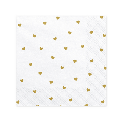 20 Servietten Trend - 33cm - White With Hearts