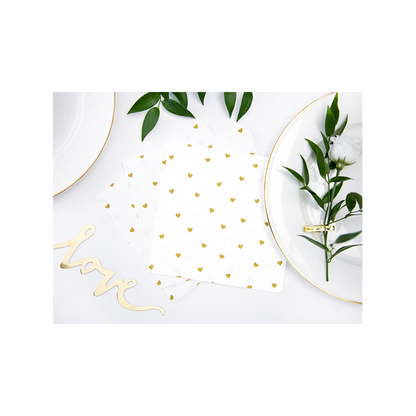 20 Servietten Trend - 33cm - White With Hearts