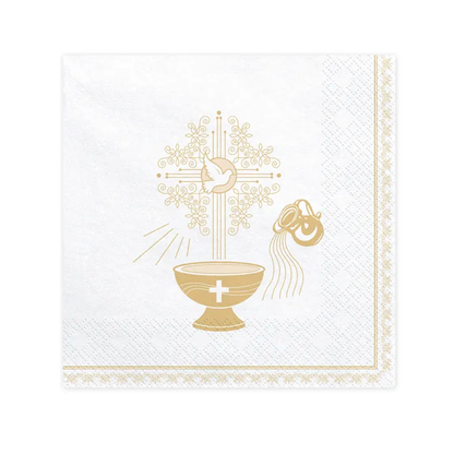 20 Servietten - Taufe - gold - Ø 33cm