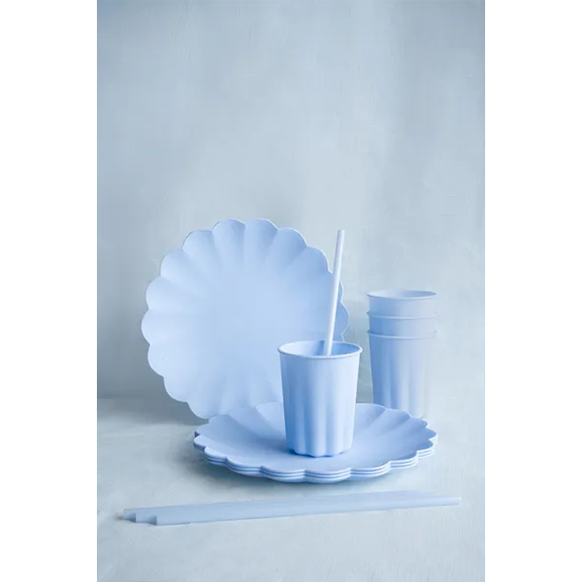 12 Plastikstrohhalme - Hellblau