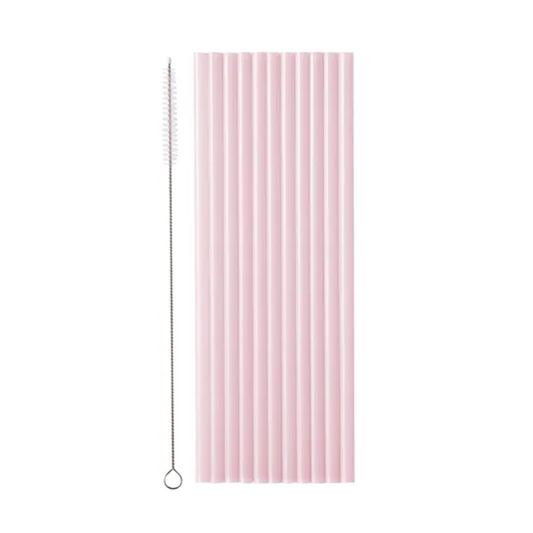 12 Plastikstrohhalme - Rosa