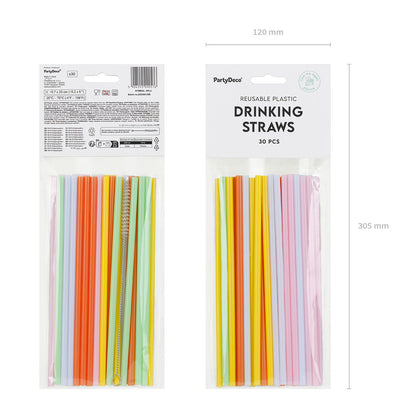 30 Plastikstrohhalme - Mix