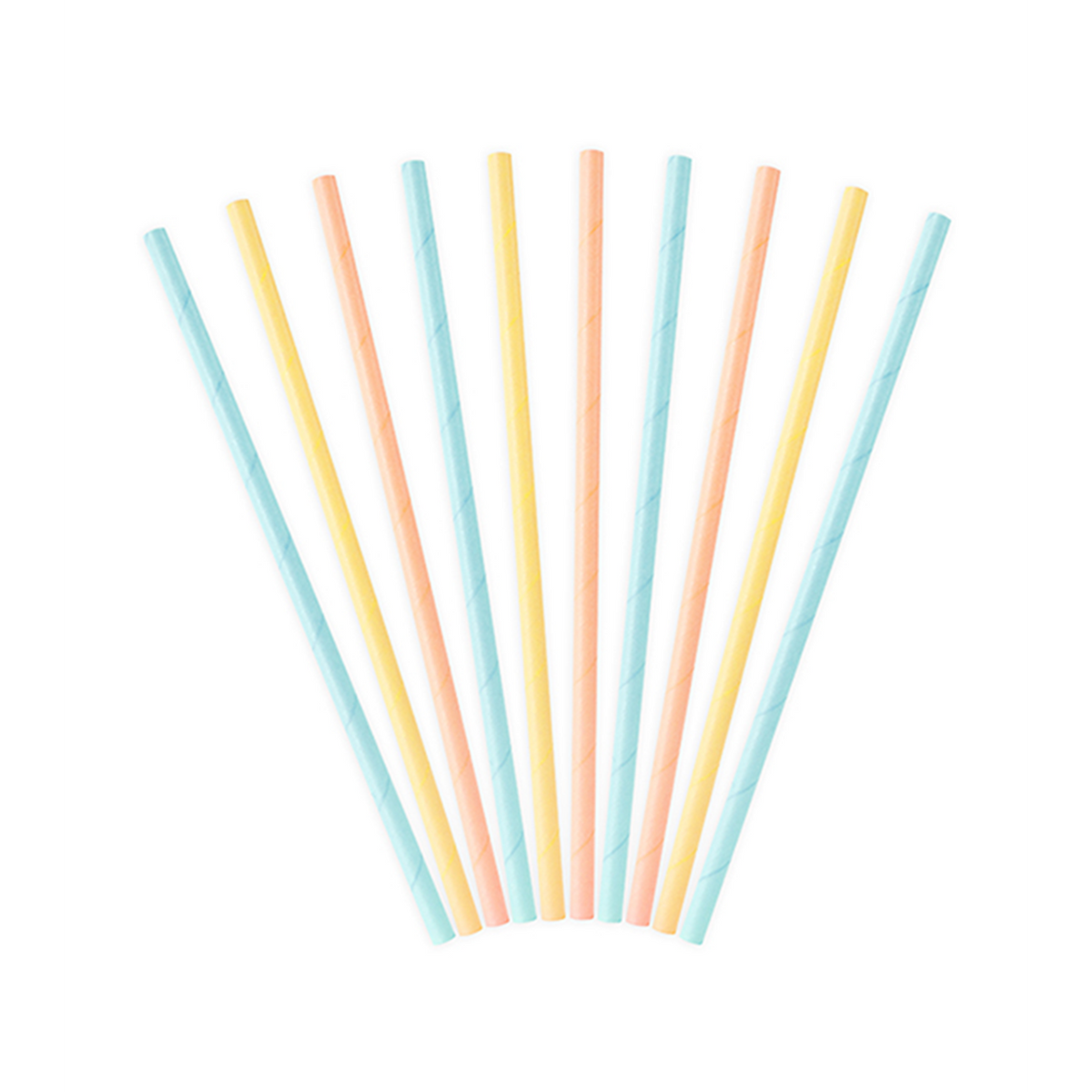 10 Papierstrohhalme - Bunt Pastell