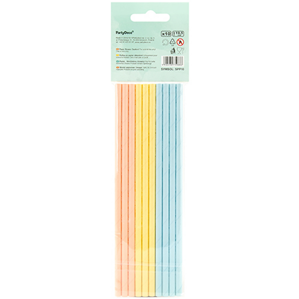 10 Papierstrohhalme - Bunt Pastell