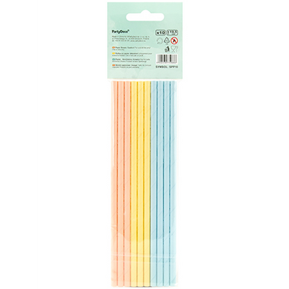 10 Papierstrohhalme - Bunt Pastell