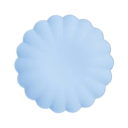 4 Plastikteller - Rüsche - Light Blue