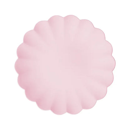 4 Plastikteller - Rüsche - Pink