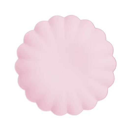 4 Plastikteller - Rüsche - Pink