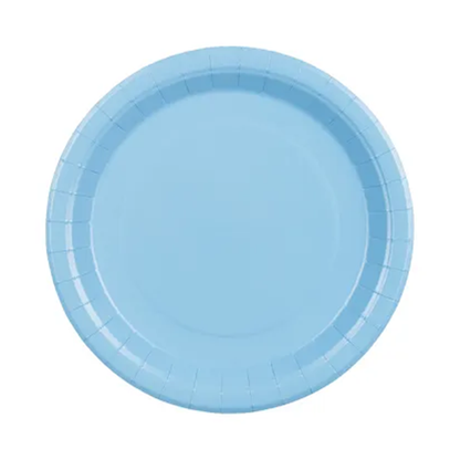 6 Pappteller - Hellblau - 23cm