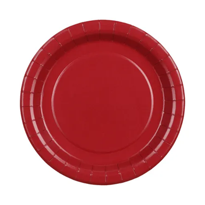 6 Pappteller - Dunkelrot - 23cm