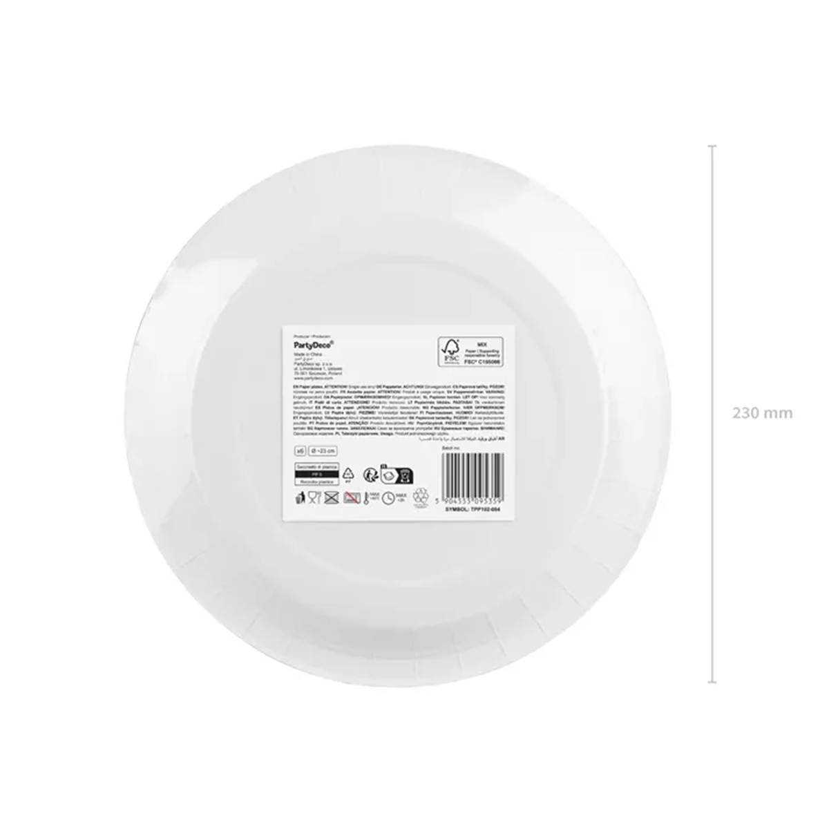6 Pappteller - Gelb - 23cm