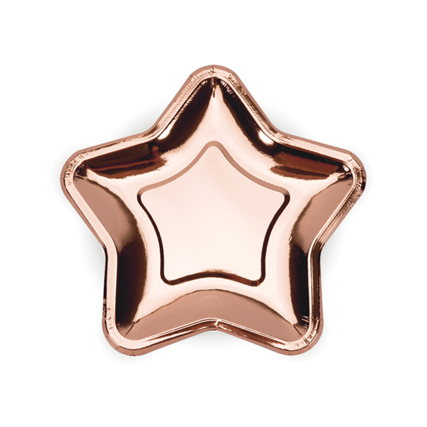 6 Pappteller Trend - Ø 18cm - Star - RoseGold