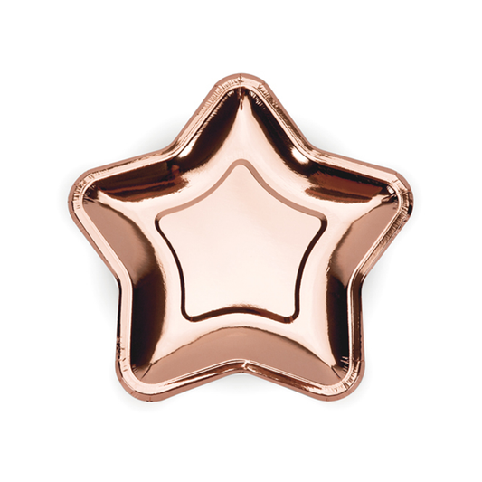 6 Pappteller Trend - Ø 18cm - Star - RoseGold