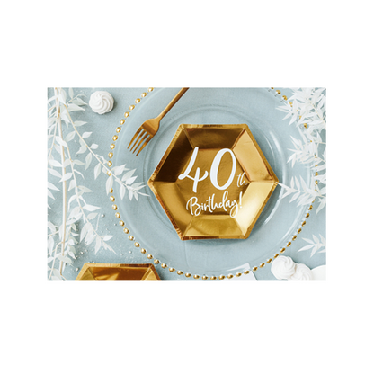 6 Pappteller Trend - Ø 20cm - 40th Birthday