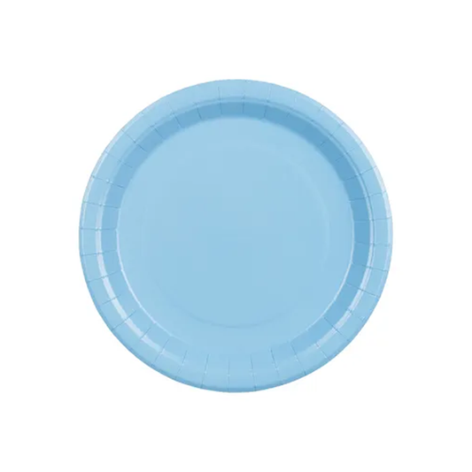 6 Pappteller - Hellblau - 18cm