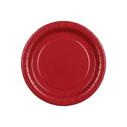6 Pappteller - Dunkelrot - 18cm