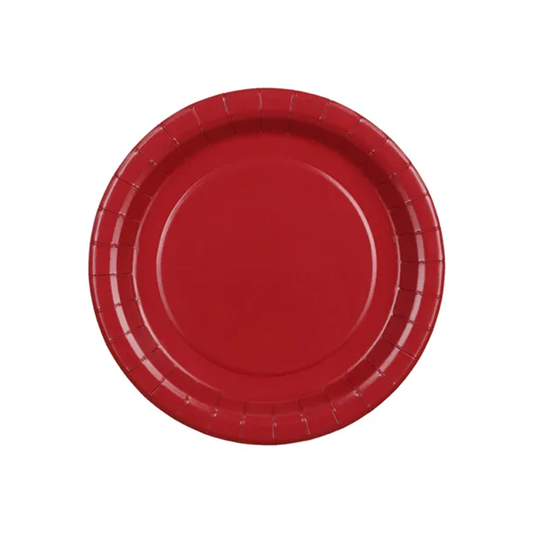 6 Pappteller - Dunkelrot - 18cm