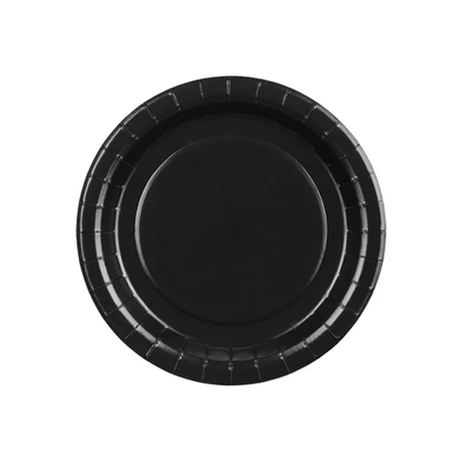 6 Pappteller - Schwarz  - 18cm