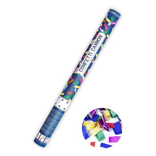 1 Konfettikanone XL - 60cm - MIX - Papier & Metallicstreifen - Bunt