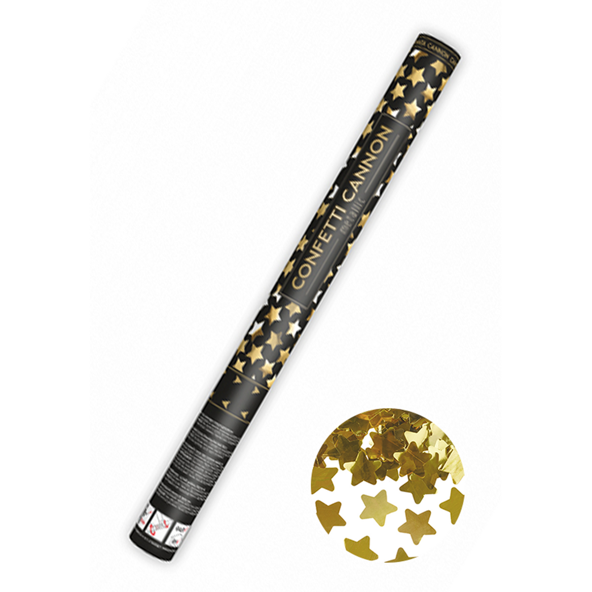 1 Konfettikanone XL - 60cm - Metallic - Stars - Gold