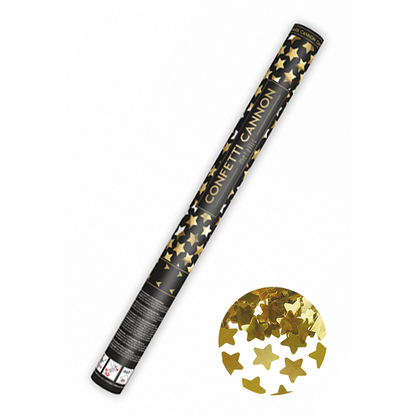 1 Konfettikanone XL - 60cm - Metallic - Stars - Gold