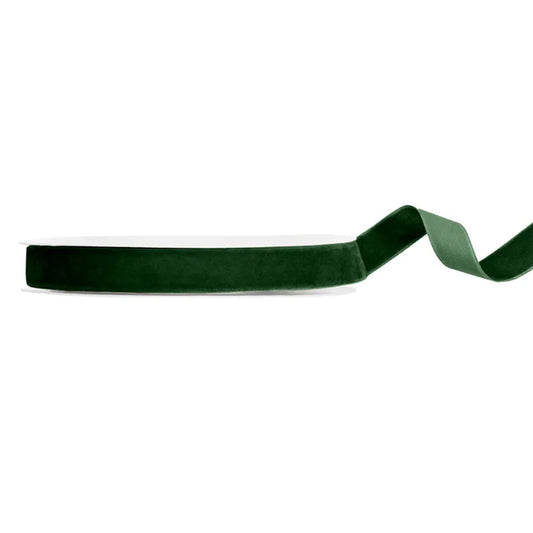 1 Ballonband - Velour - Flaschengrün - 15mm