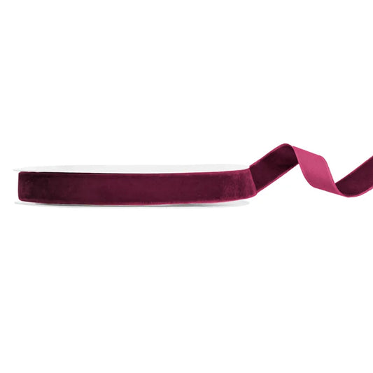 1 Ballonband - Velour - Dunkelrot - 15mm