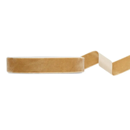 1 Ballonband - Velour - Kalt Gold - 25mm