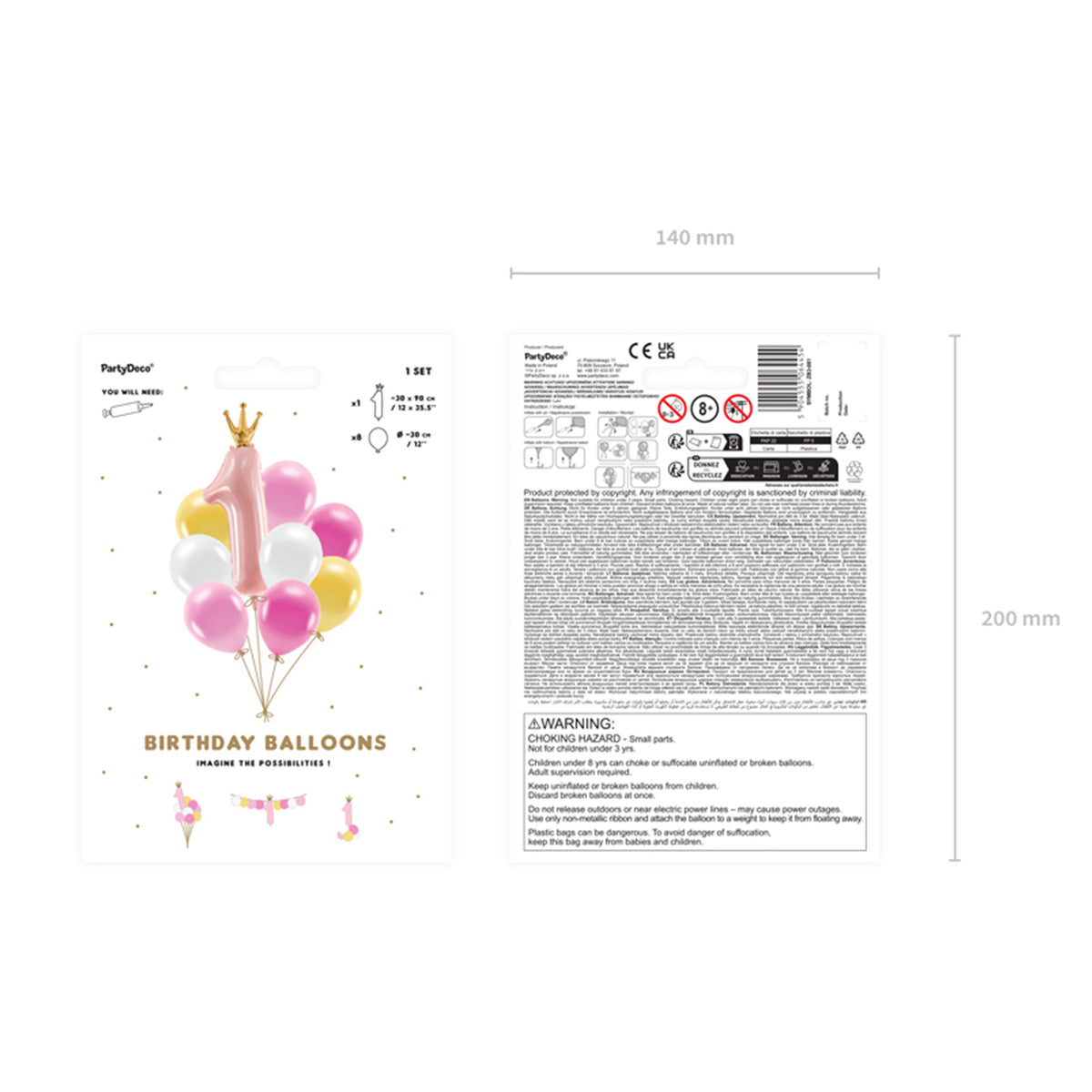 1 Ballonset - First Birthday, pink