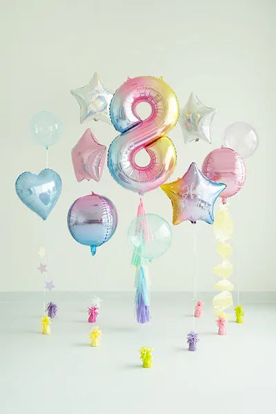1 Ballon XXL - Zahl 8 - Pastell-Regenbogen