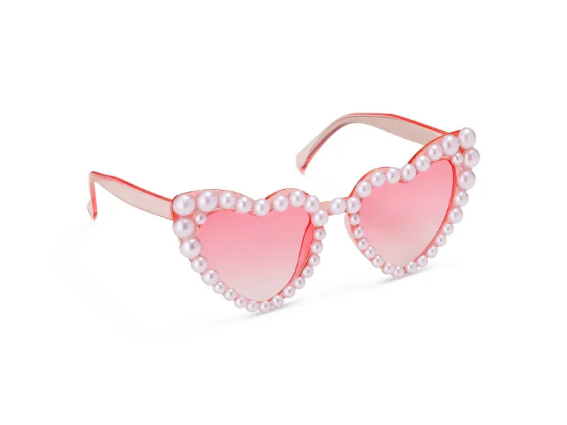 1 Paar - Herzförmige Brille mit Perlen - Rosa