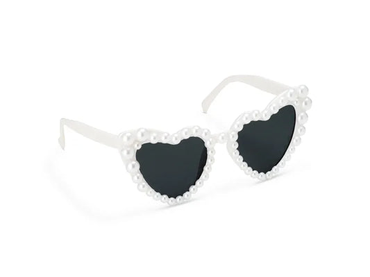 1 Paar - Herzförmige Brille mit Perlen - Weiß