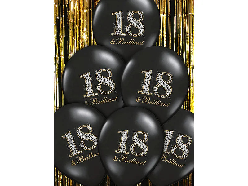 6 Motivballons - Ø 30cm - 18 & Brilliant Pastel Black