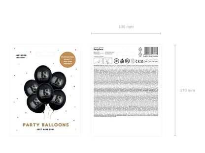 6 Motivballons - Ø 30cm - 18 & Brilliant Pastel Black