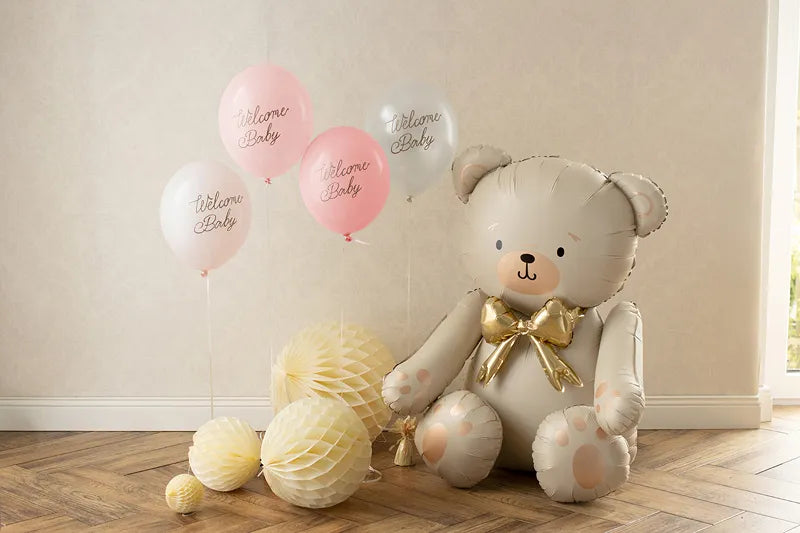 6 Motivballons - Ø 30 cm - Welcome Baby - Rosa Mix