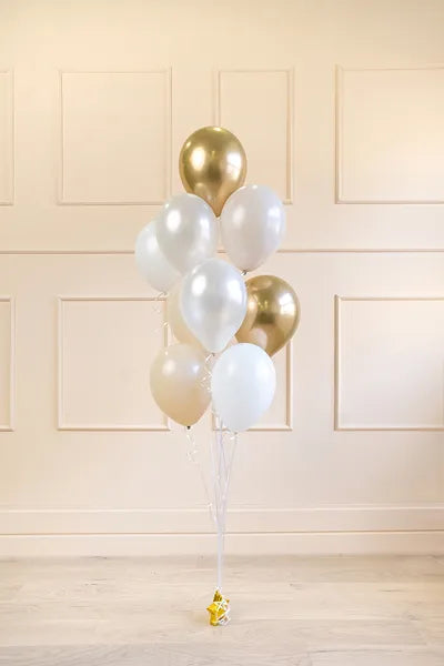 10 Luftballons - Ø 27cm & 30cm - Gold & Weiß